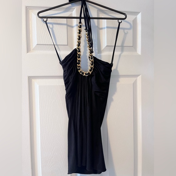 Stunning Anthropologie black and gold halter top - Picture 4 of 5